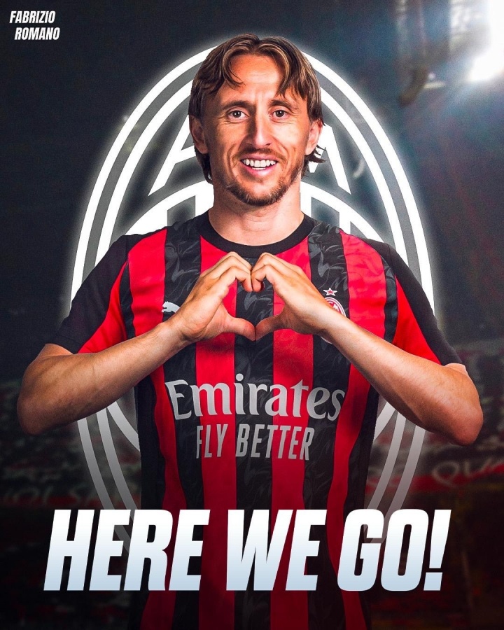 我們?nèi)?！羅曼諾：39歲的莫德里克（Modric）自由加入AC米蘭（AC Milan）